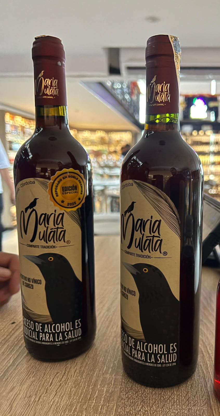 Botella de vino de Corozo María Mulata